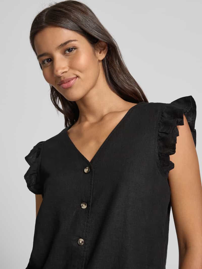 b.Young Regular fit linnen blousetop met V-hals model 'FALAKKA'