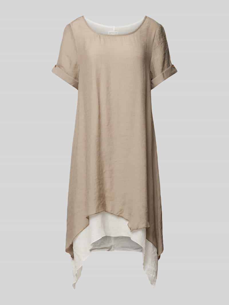 Apricot Knielange jurk in dubbele-laagjeslook