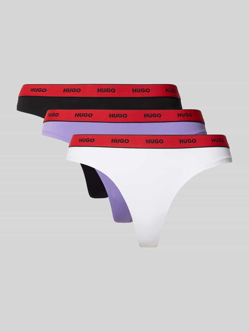 HUGO String met elastische band met label in een set van 3 stuks