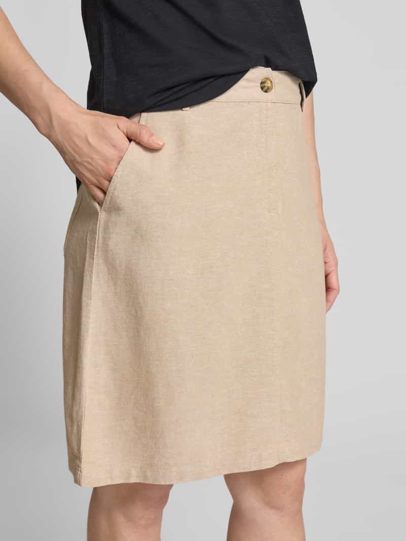 FREE QUENT Knielange rok van een mix van linnen en viscose model 'Lava'