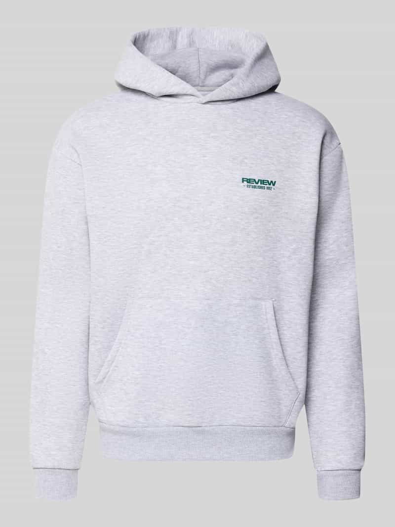 REVIEW Regular fit hoodie van katoenmix met logoprint
