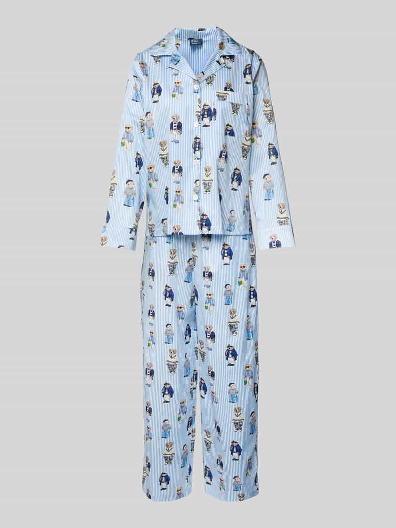 Polo Ralph Lauren Pyjama met borstzak model 'Iconic Bear'