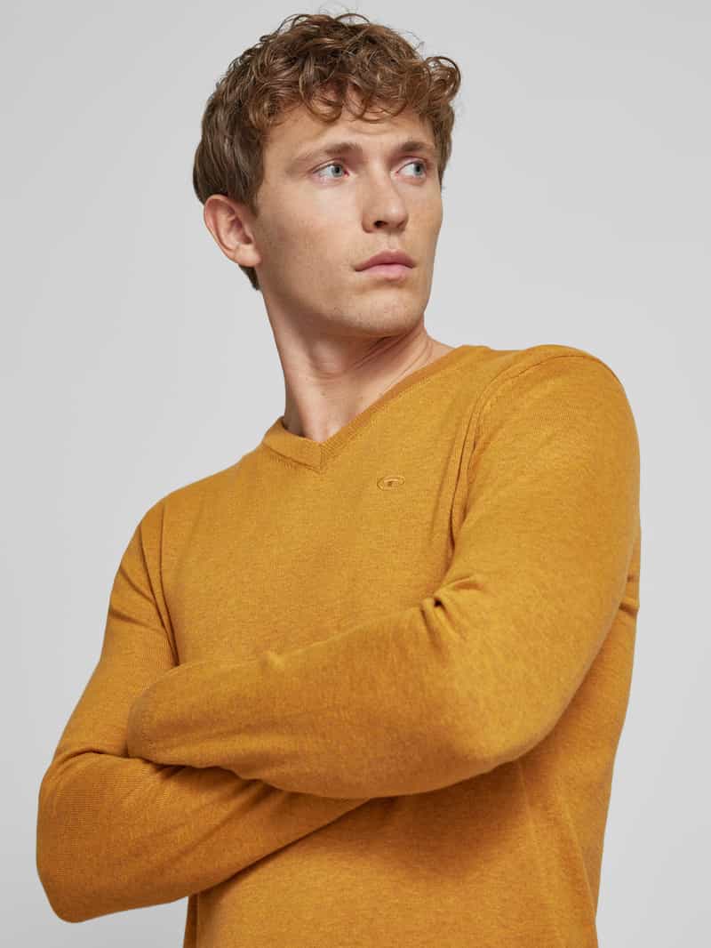 Tom Tailor Regular fit gebreide pullover van puur katoen met V-hals