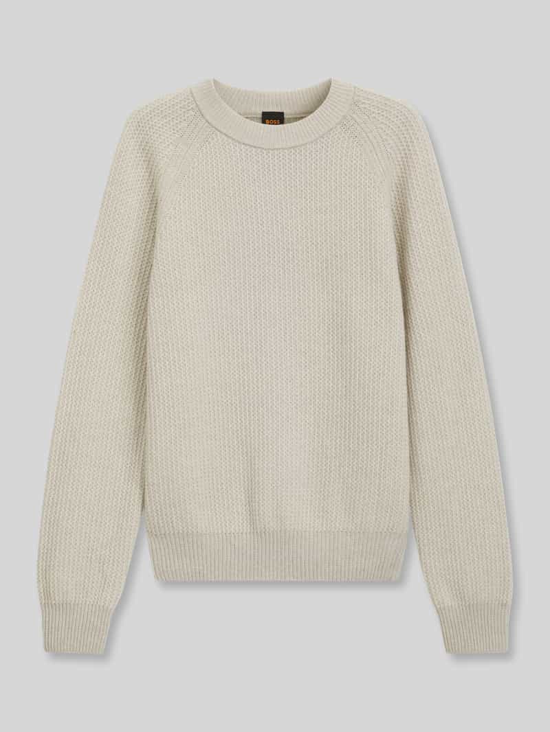 BOSS Orange Regular Fit Pullover aus Woll-Mix Modell 'Kepler' in Beige, Größe L 2113693L