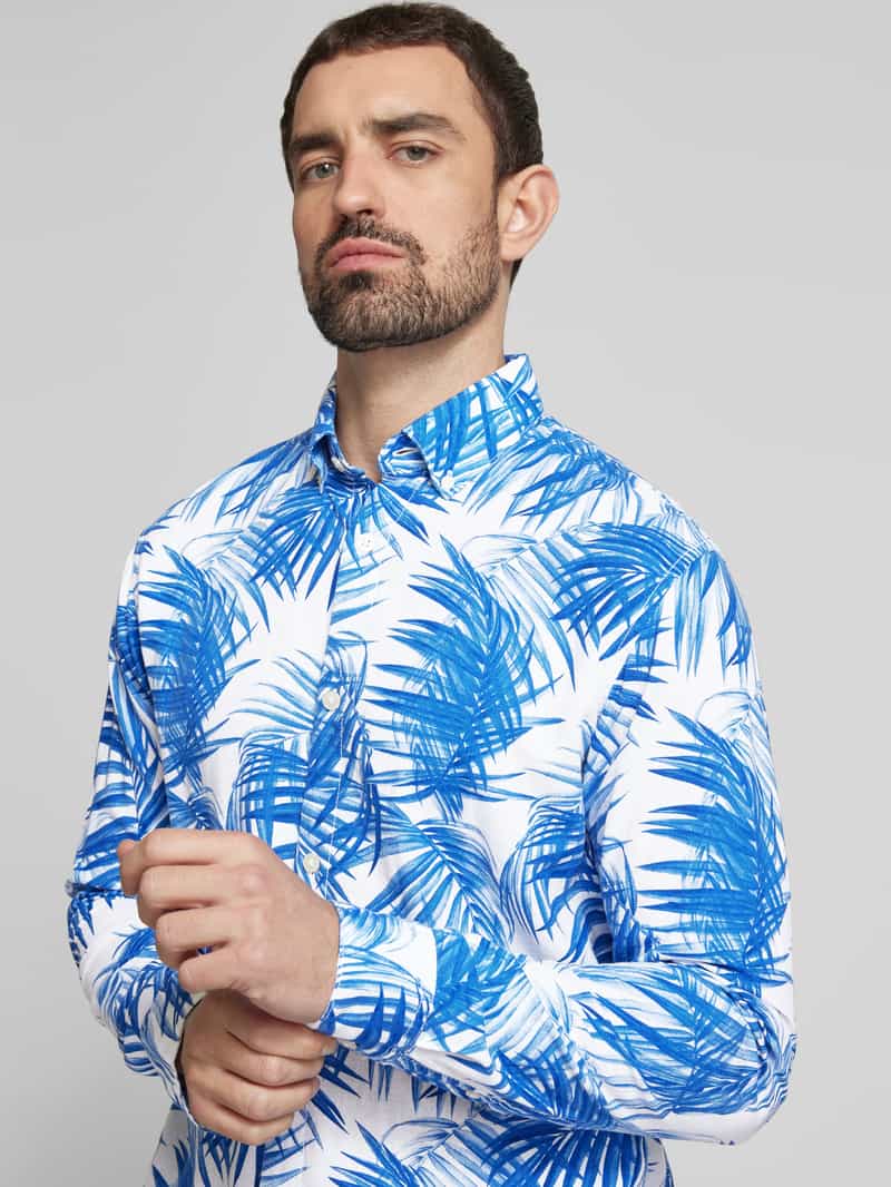 Tom Tailor Denim Relaxed fit vrijetijdsoverhemd van een mix van viscose en linnen