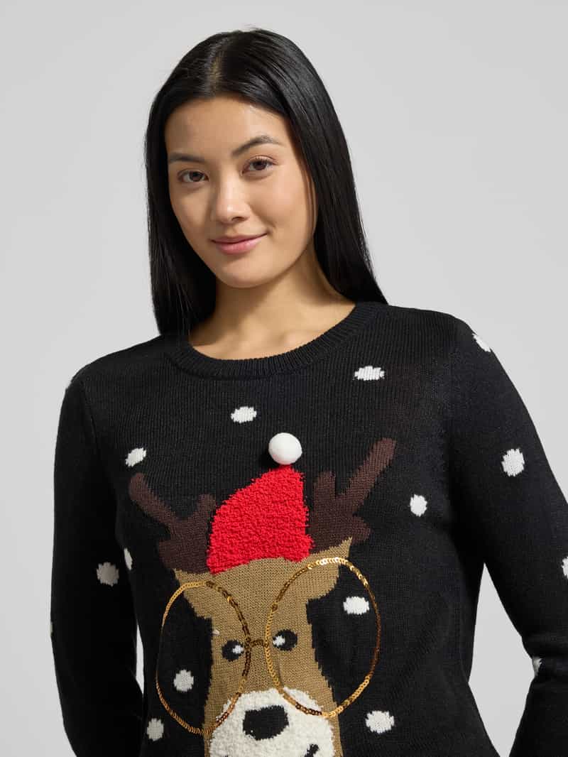 Vero Moda Regular fit kersttrui met paillettenmotief model 'TINSEL'