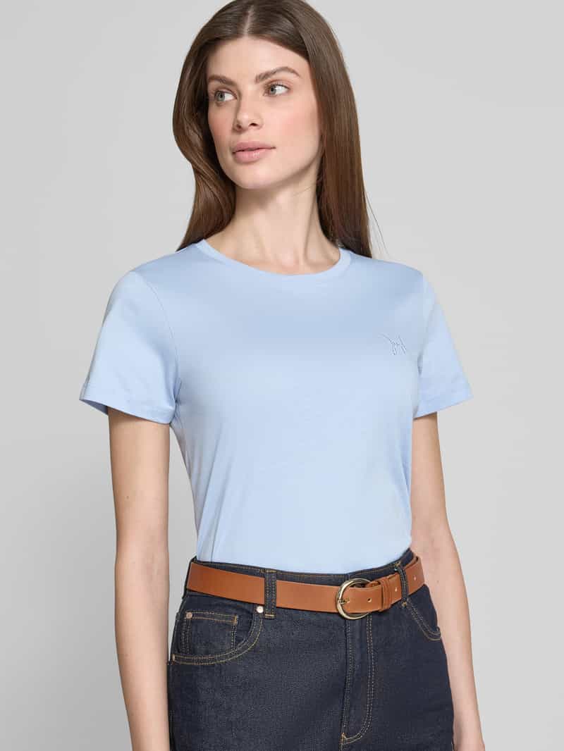 Joop! T-shirt met labelstitching en ronde hals