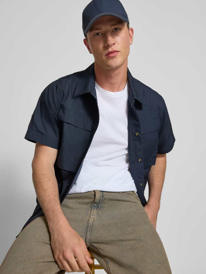 Superdry T-shirt met geribde ronde hals
