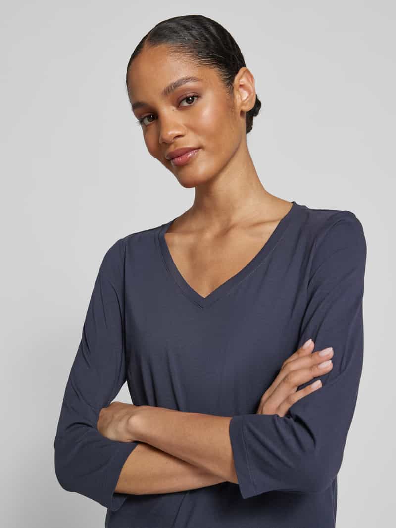 s.Oliver RED LABEL Regular fit shirt met 3 4-mouwen van katoen-jerseymix met V-hals