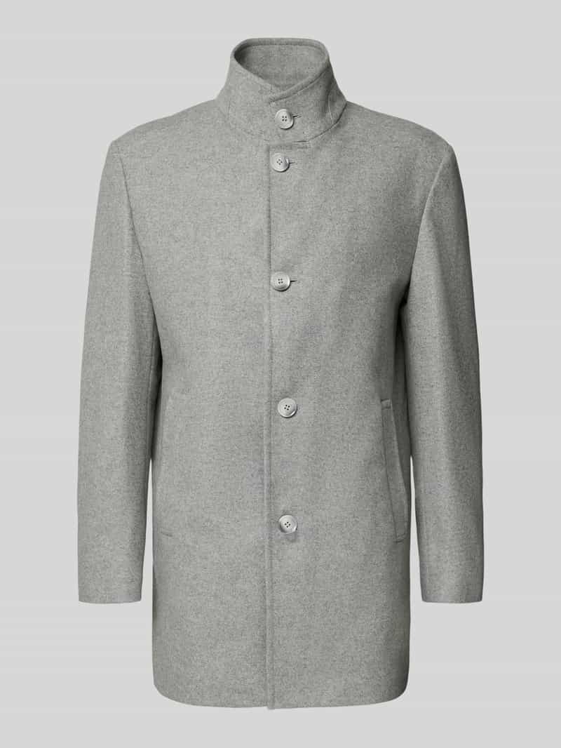 Strellson Regular fit lange wollen jas met opstaande kraag met knoopsluiting model 'FINCHLEY'