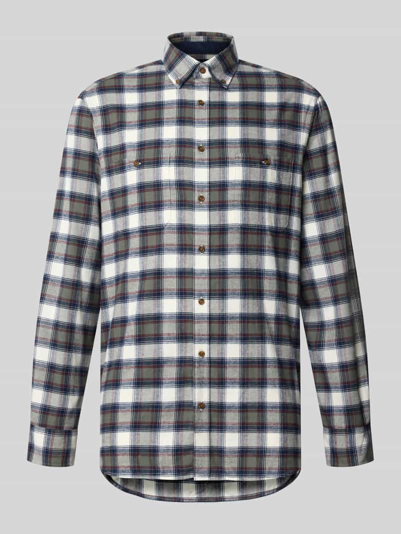 Christian Berg Men Regular Fit vrijetijdsoverhemd van flanel met button-downkraag