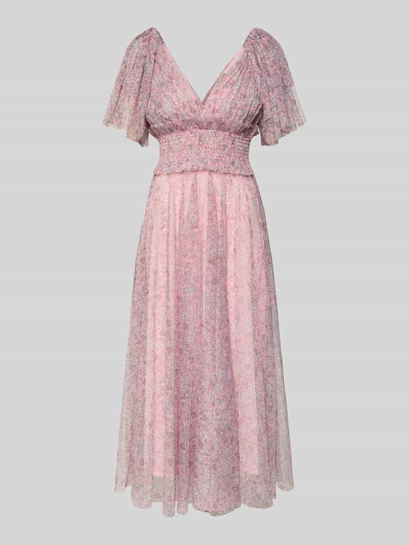 Lace & Beads Knielange cocktailjurk met V-hals