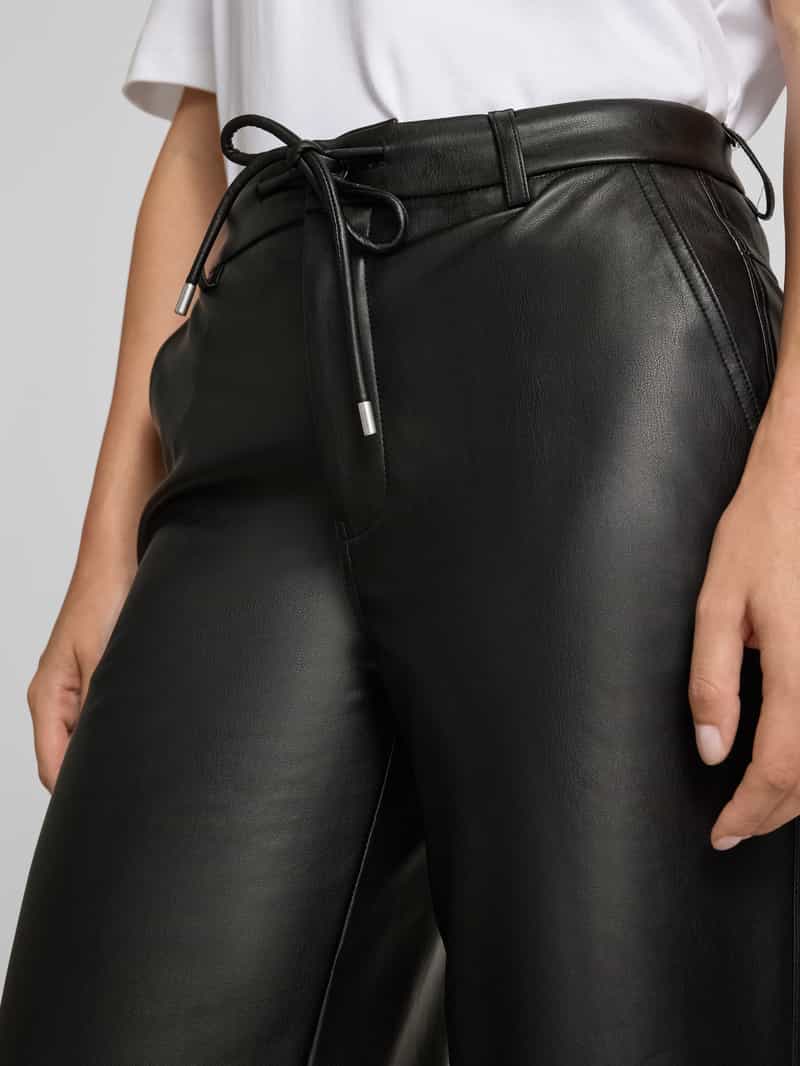 Stefanel Wide leg broek van kunstleer met steekzakken