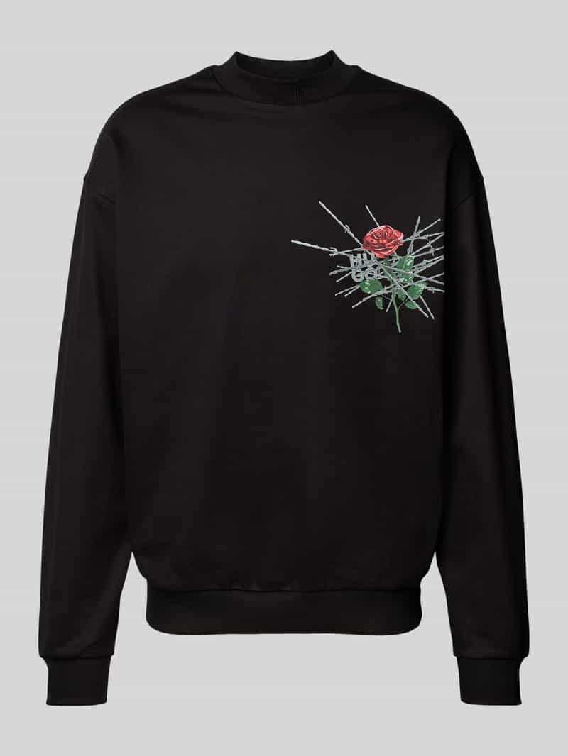HUGO Sweatshirt met ribboorden model 'Derumkek'