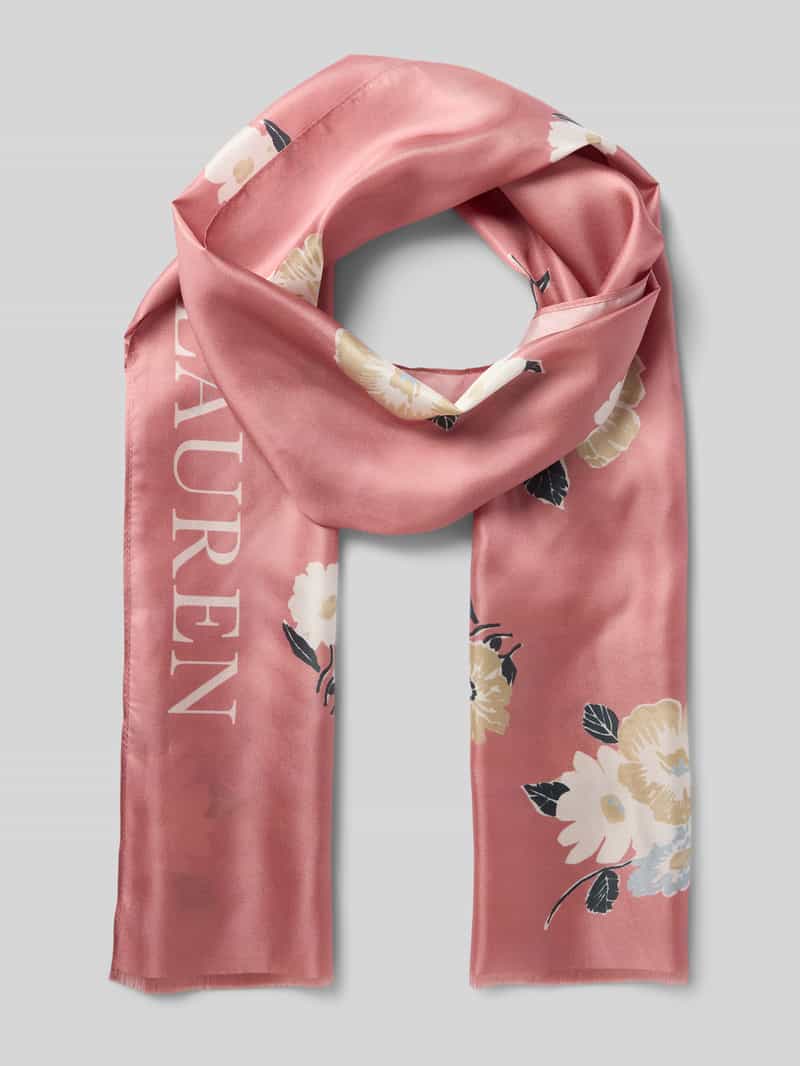 Lauren Ralph Lauren Sjaal van zijde met logoprint en franjes