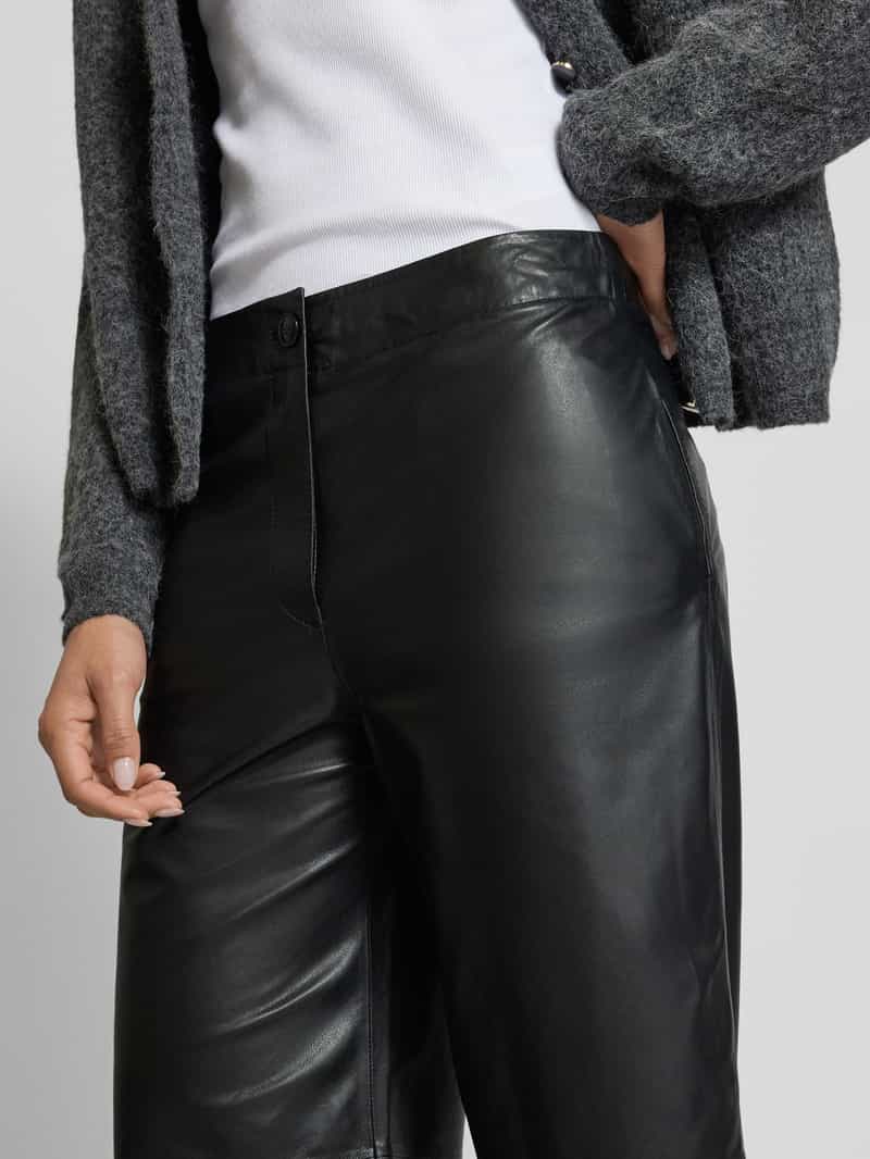 Marc O'Polo Regular fit leren broek met knoopsluiting