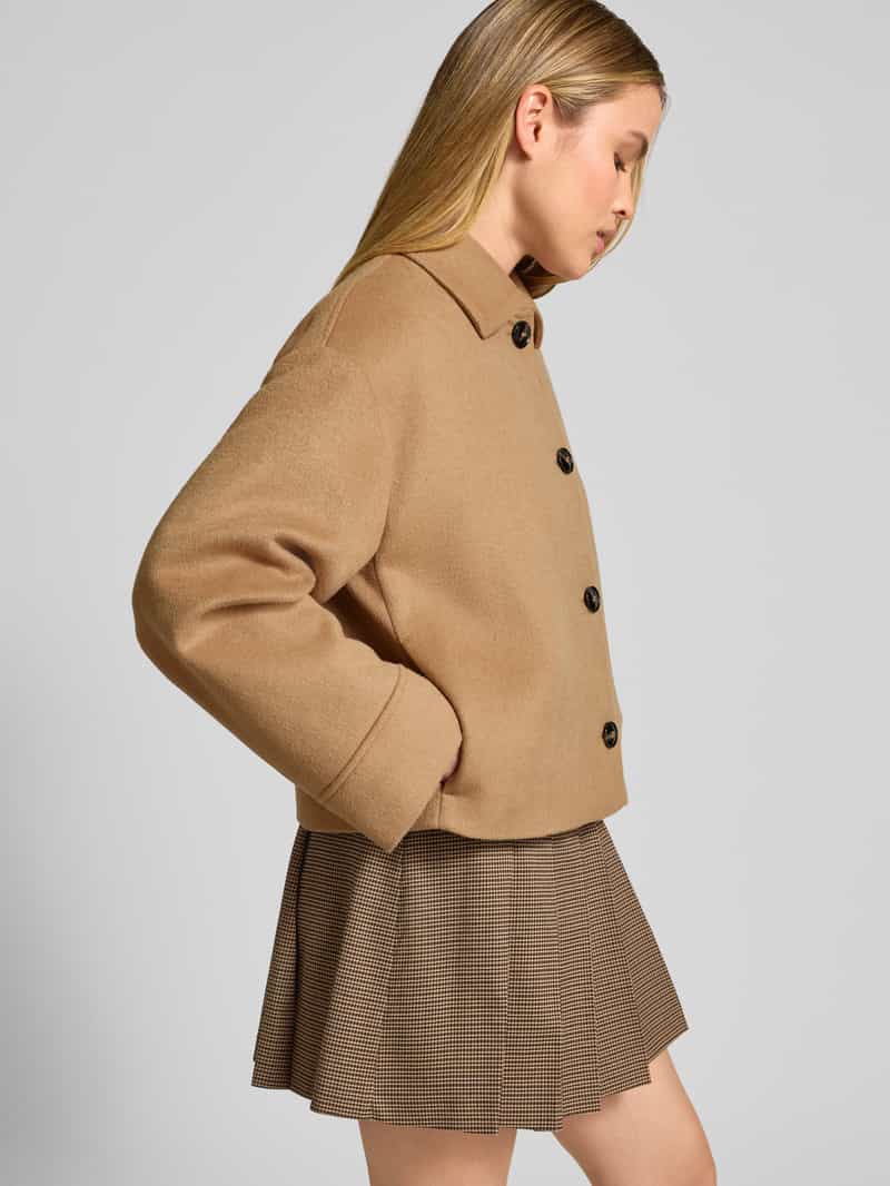 Jake*s Collection Relaxed fit jack met wol en platte kraag