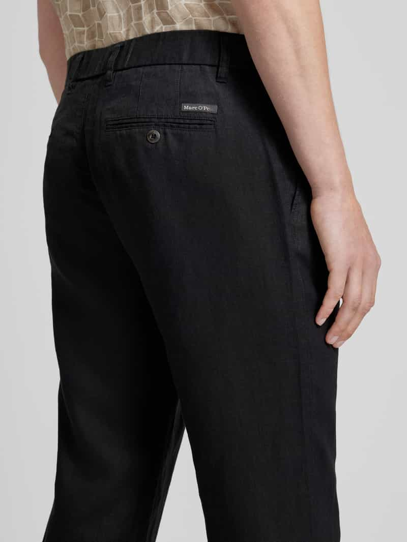 Marc O'Polo Tapered fit linnen broek met bandplooien model 'Osby'