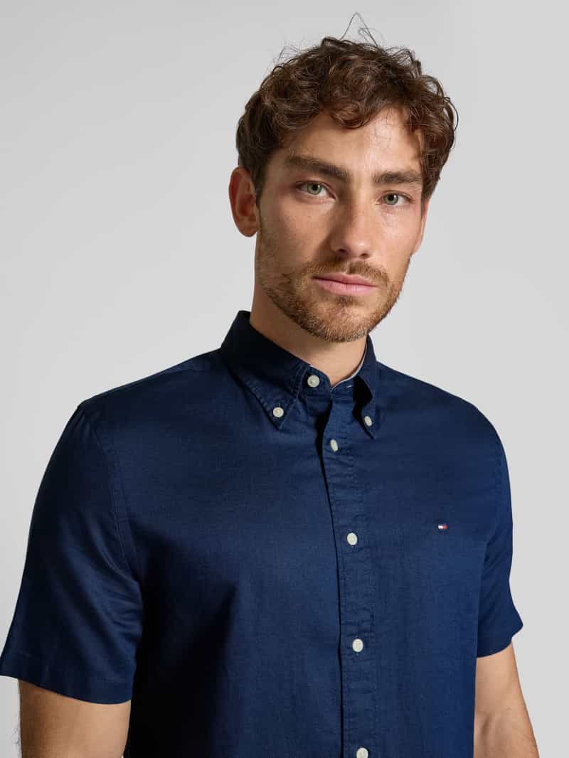 Tommy Hilfiger Regular fit vrijetijdsoverhemd van een mix van katoen en linnen