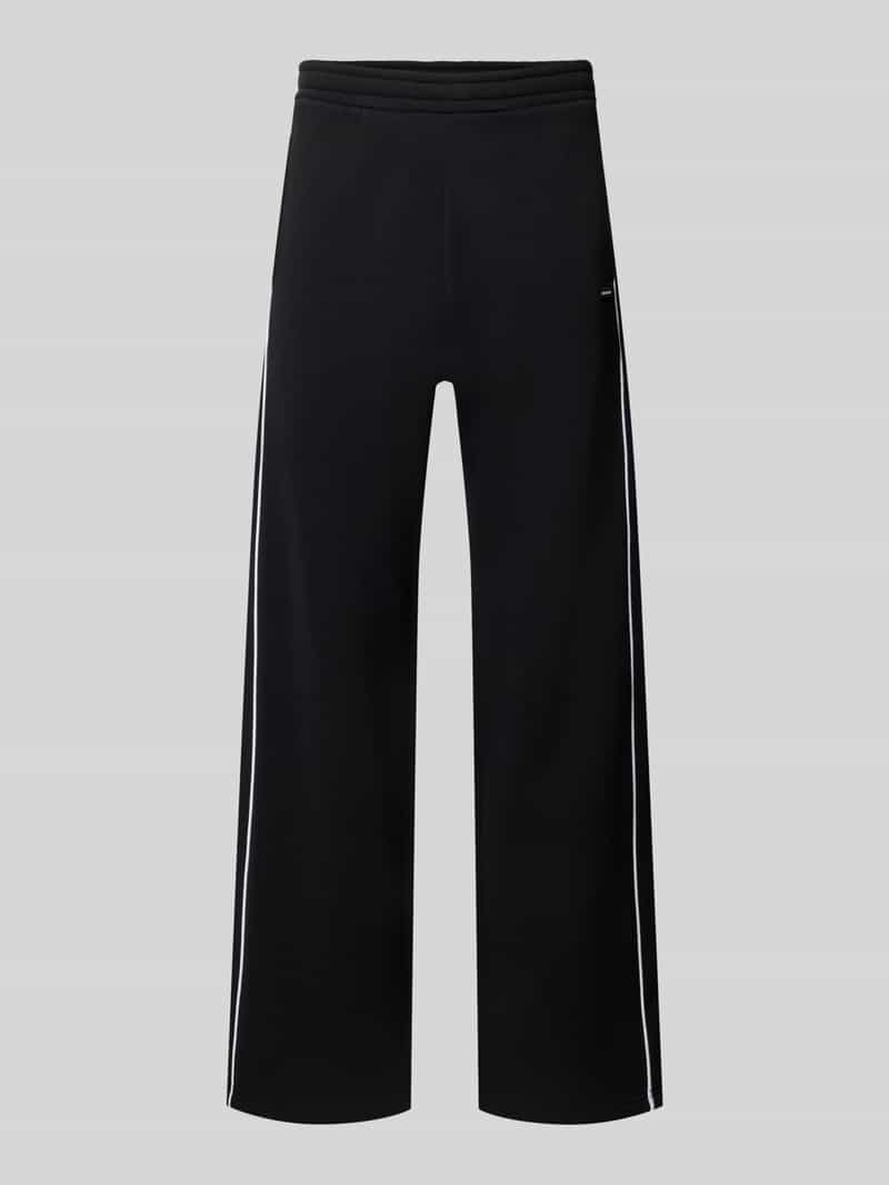 straight fit sweatpants van puur katoen met labelpatch