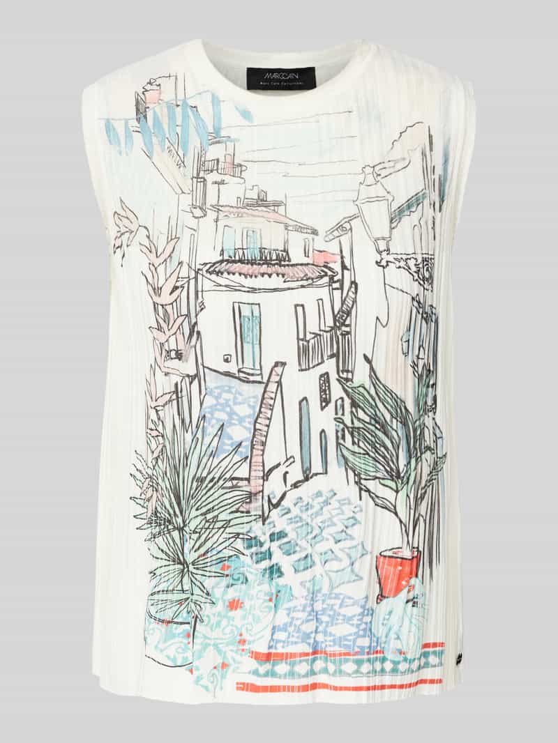 Marc Cain Tanktop met geribde ronde hals