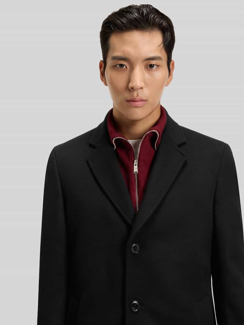 Boss Slim fit lange wollen jas met reverskraag model 'HYDE'