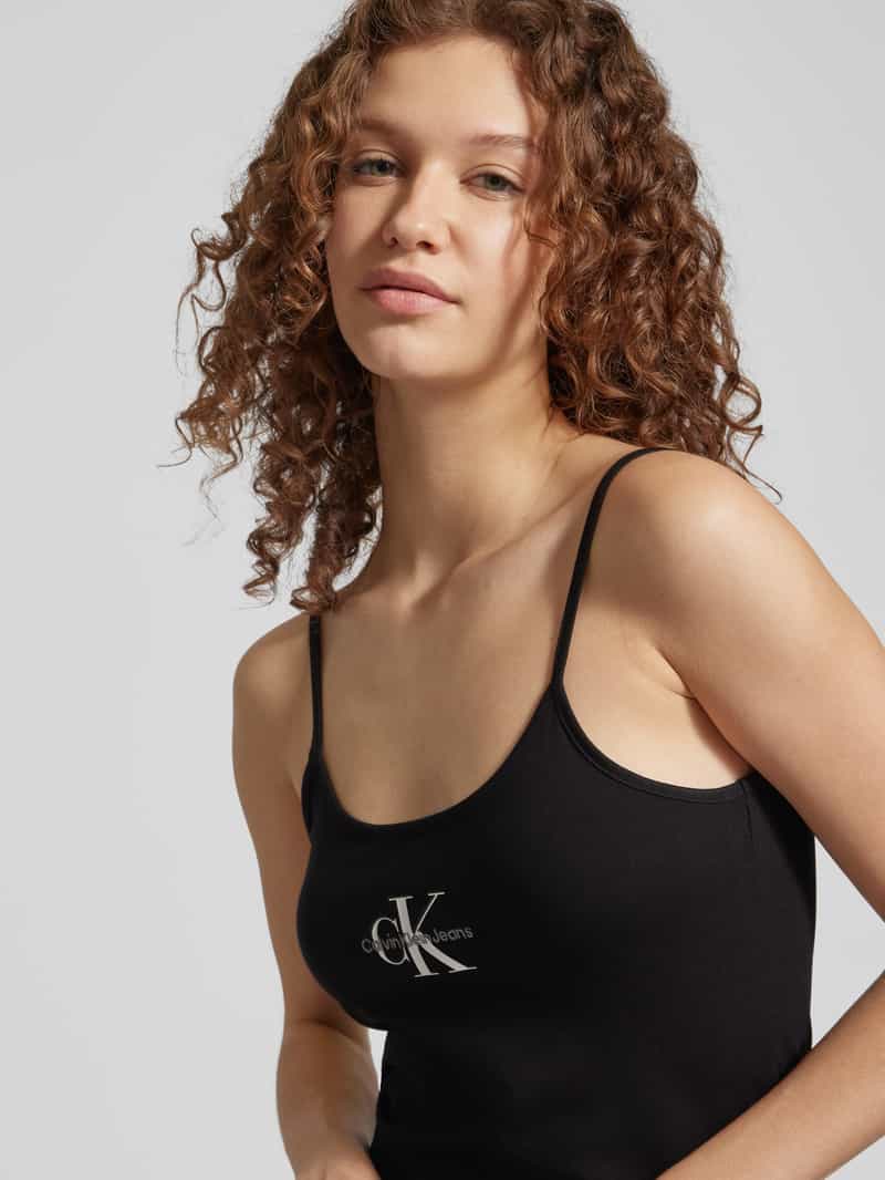 Calvin Klein Jeans Knielange jurk met labelprint model 'Milano'