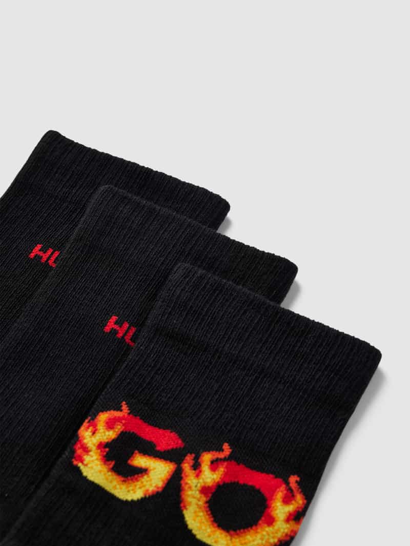 HUGO Sokken met motiefstitching in een set van 3 paar model 'Flames'