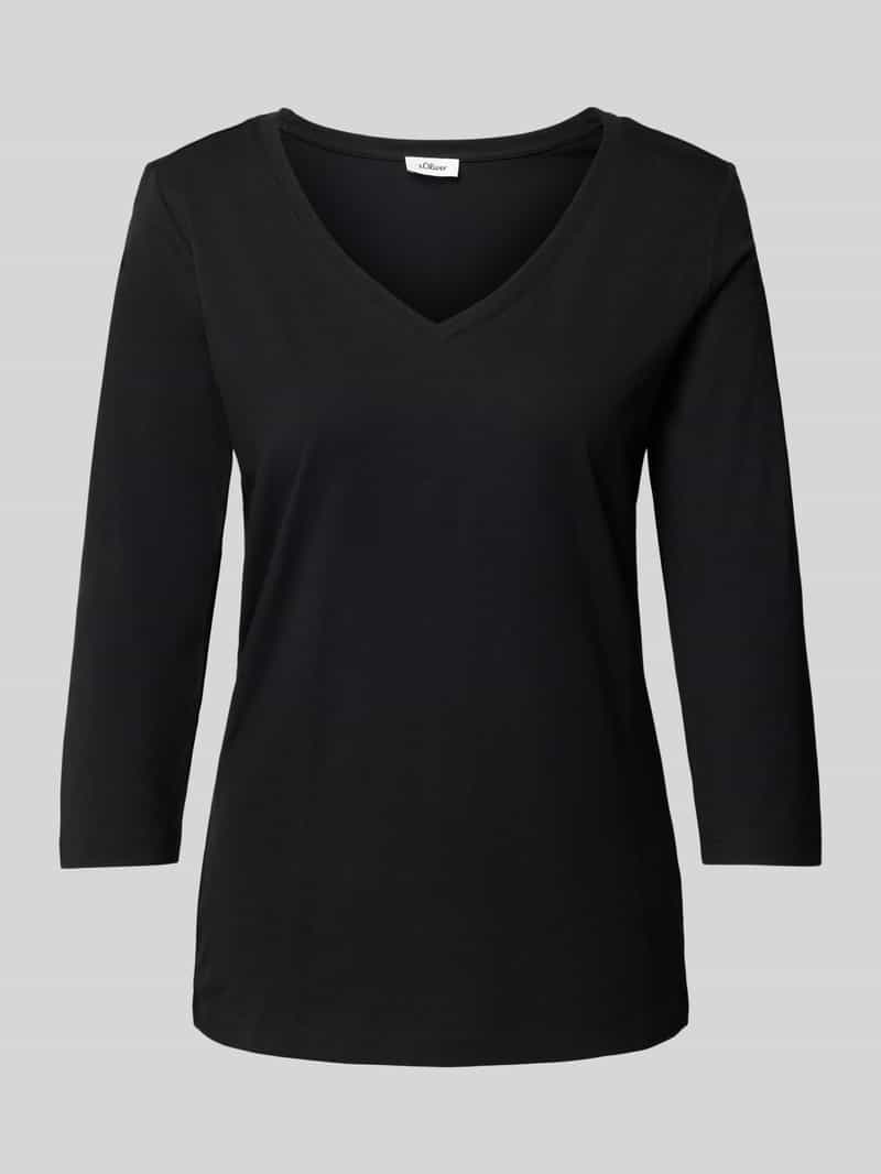 s.Oliver RED LABEL Regular fit shirt met 3 4-mouwen van katoen-jerseymix met V-hals