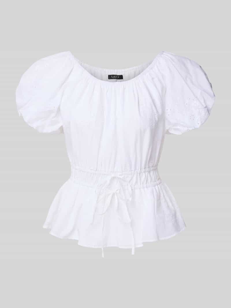 Lauren Ralph Lauren Blouse met broderie anglaise en pofmouwen