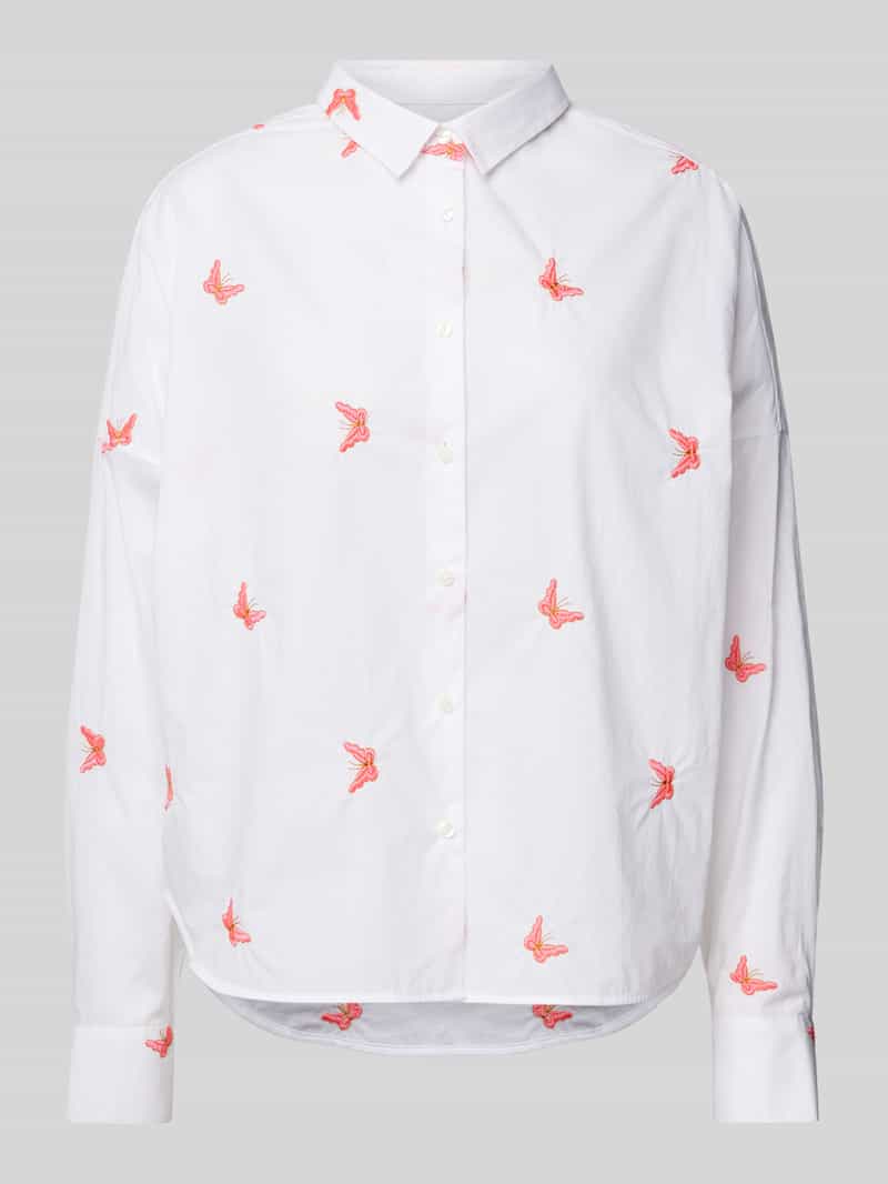 0039 italy Regular fit overhemdblouse met motiefstitching model 'LUCY'