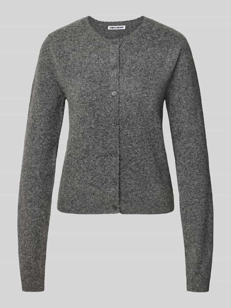 REVIEW Regular fit gebreid jack met aandeel lamswol