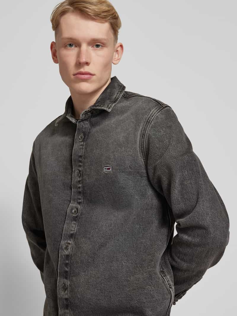 Tommy Jeans Regular fit jeansoverhemd van viscose met logostitching