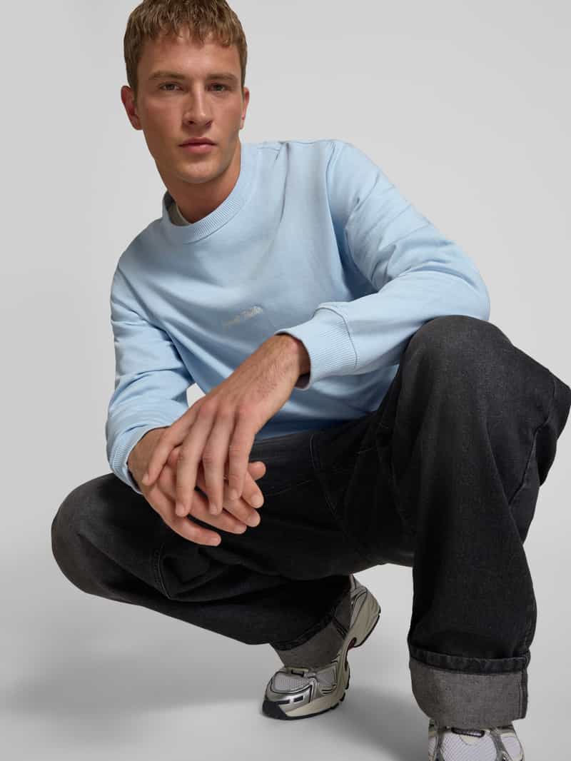 jack & jones Sweatshirt met ronde hals en labelstitching