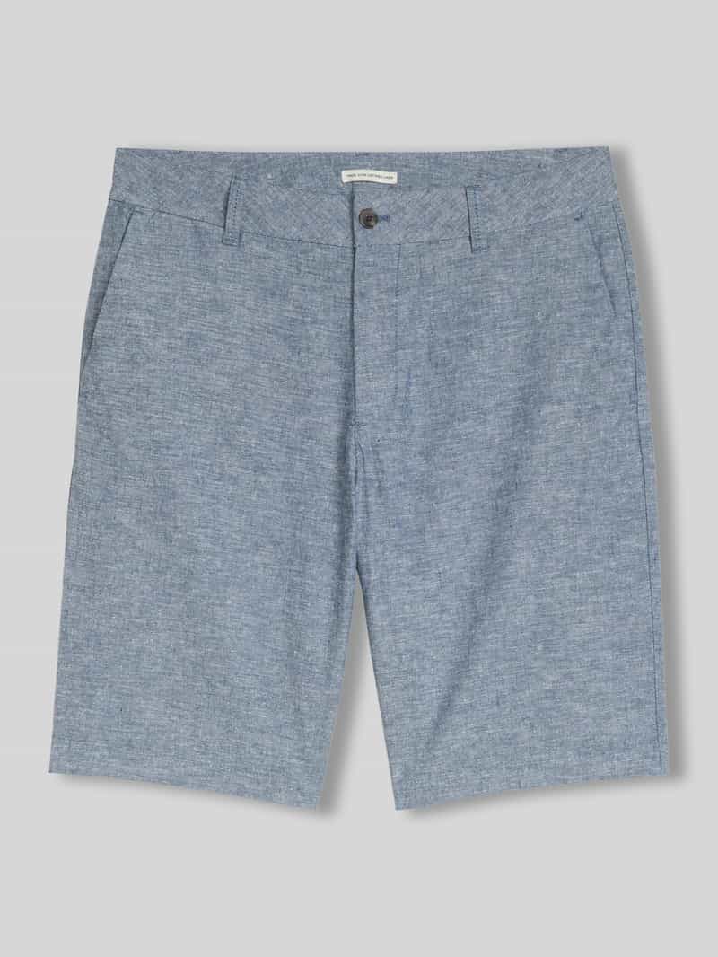 regular fit bermuda van mix van linnen en katoen