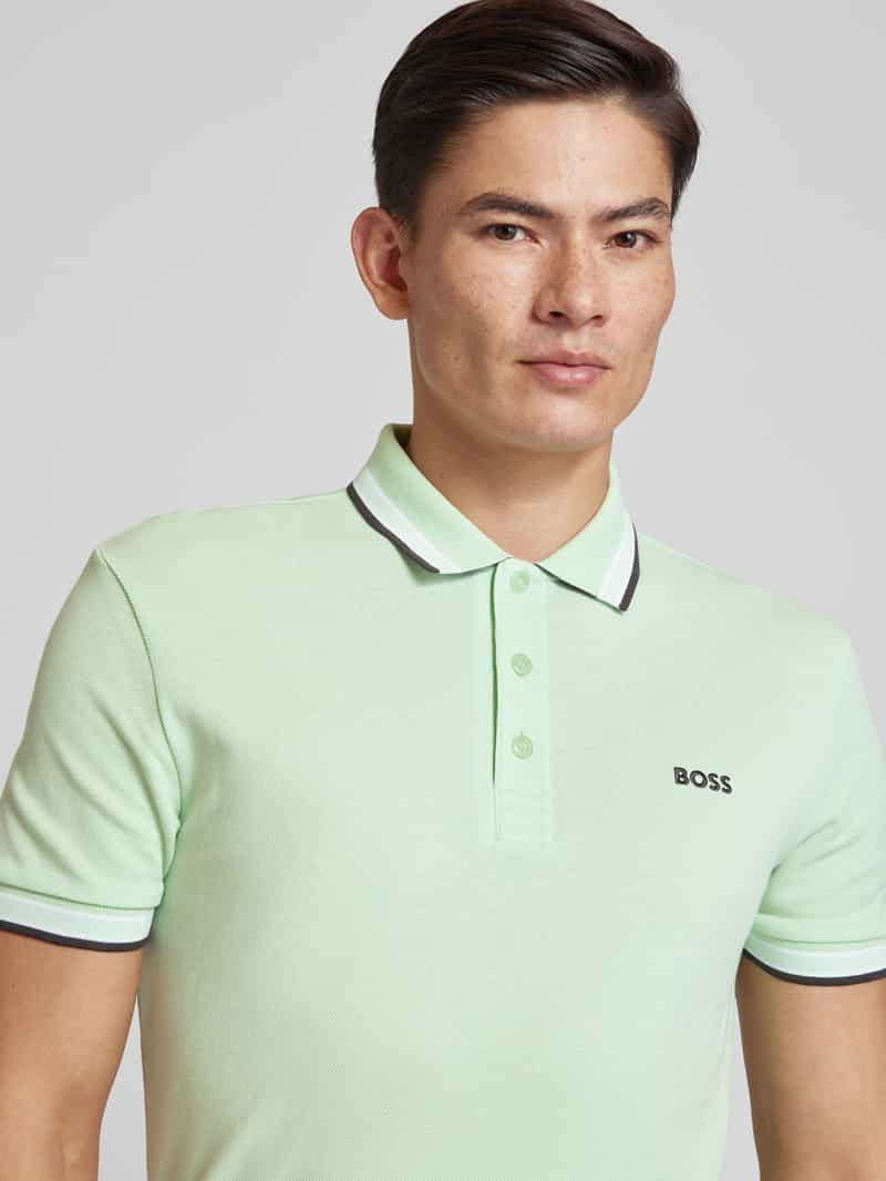 BOSS Green Regular fit poloshirt met labelstitching model 'PADDY'