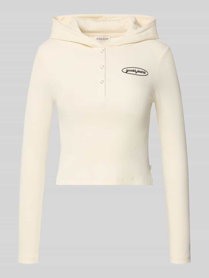 Guess Jeans Slim fit shirt met lange mouwen capuchon en labelstitching