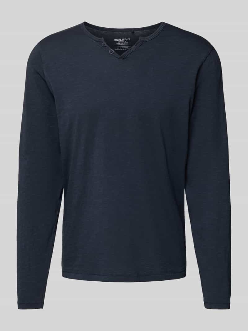 Blend Shirt met lange mouwen en korte knoopsluiting model 'IVALDE'