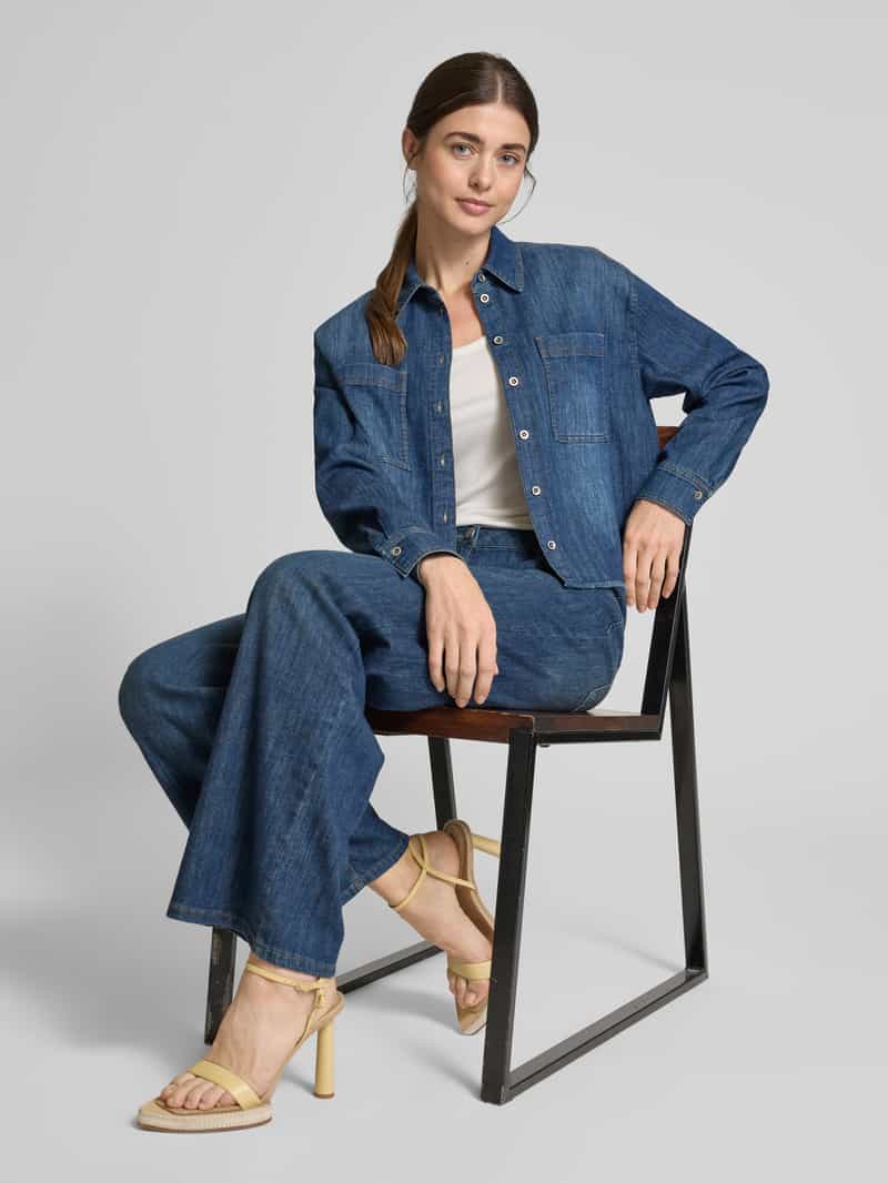 LUISA CERANO Regular fit jeansblouse met opgestikte borstzakken