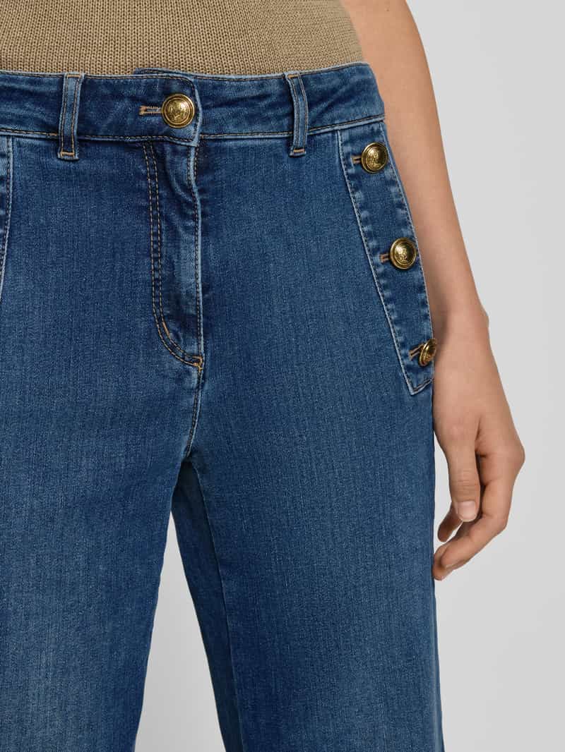 LUISA CERANO Flared cut jeans met knopen en achterzakken