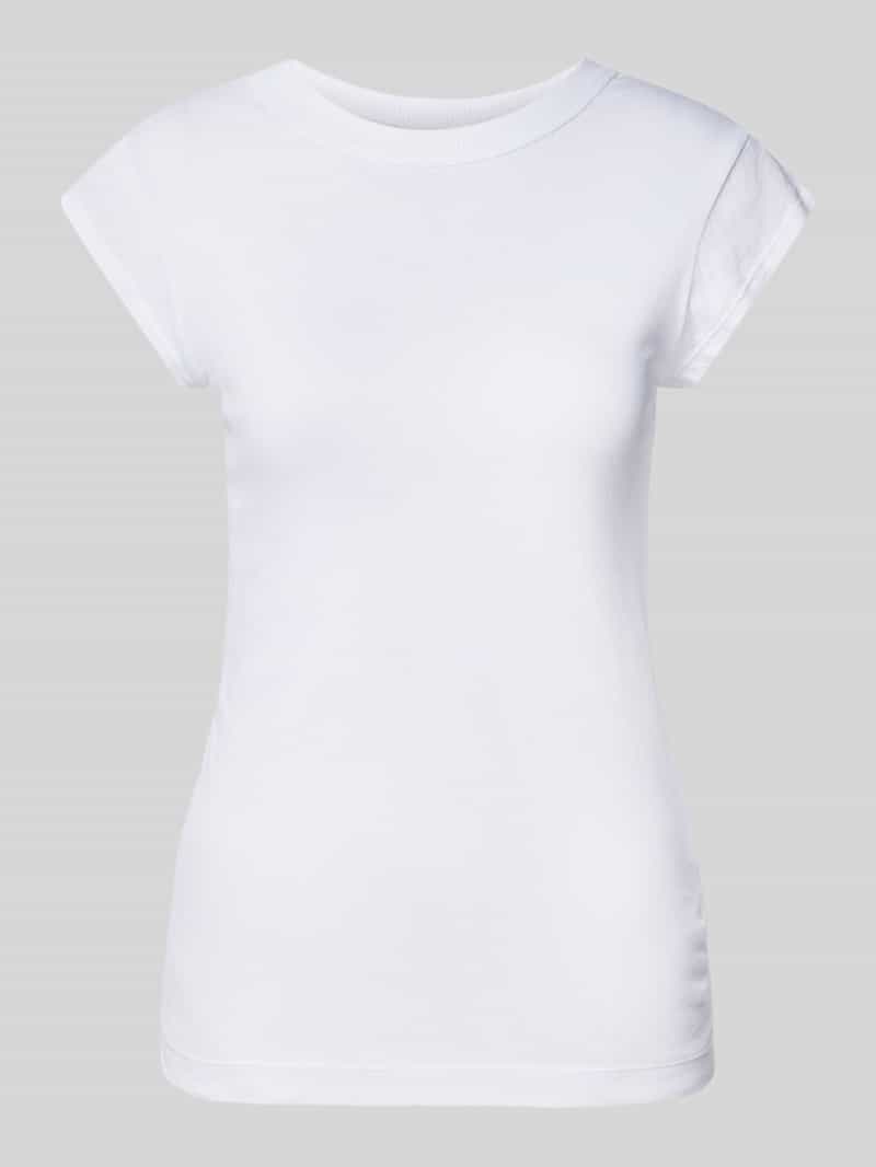 Marc O'Polo Regular fit T-shirt van puur katoen met geribde ronde hals
