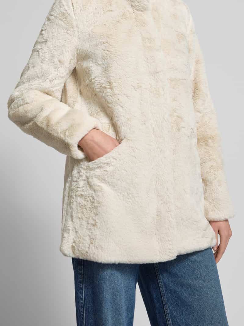 Only Regular fit lange jas van imitatiebont met opstaande kraag model 'VIDA'