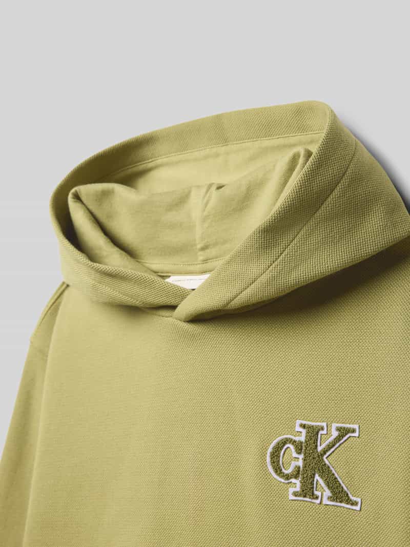Calvin Klein Jeans Hoodie met labelstitching en kangoeroezak