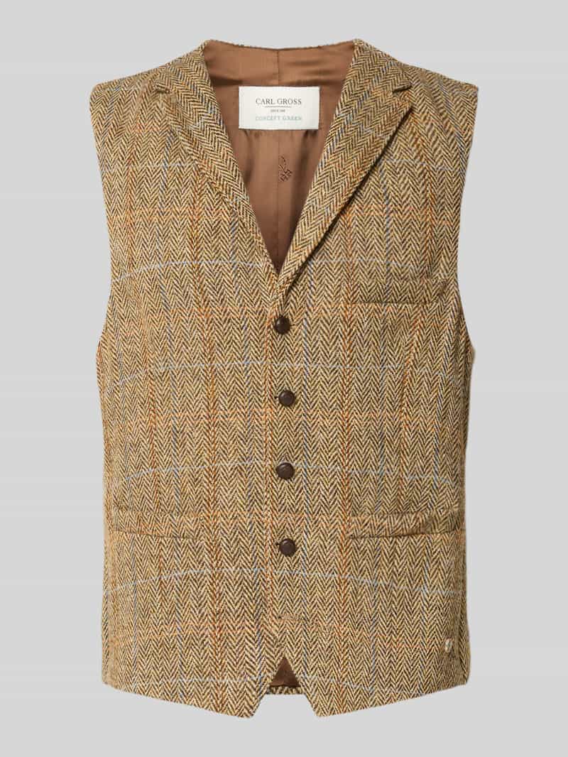 Carl gross Bodywarmer van scheerwol met paspelzak op de borst model 'Warner'
