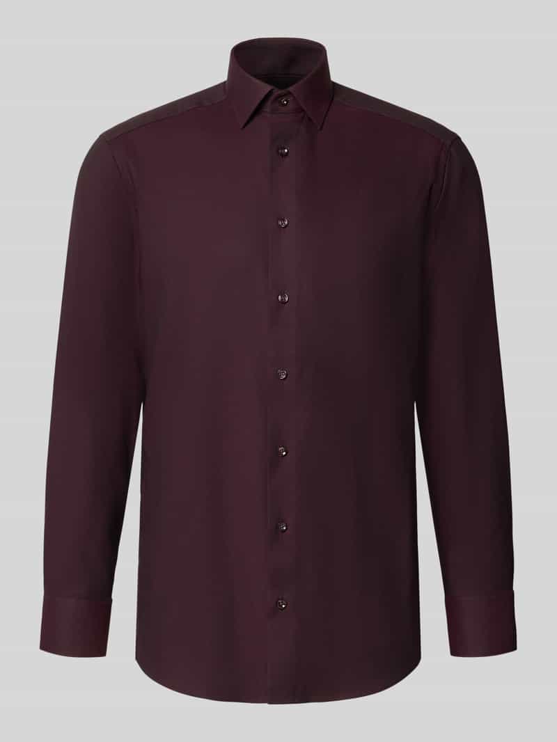 OLYMP Luxor modern fit overhemd - structuur - bordeaux rood - Strijkvrij - Boordmaat: 46 (EU maat: XXL)