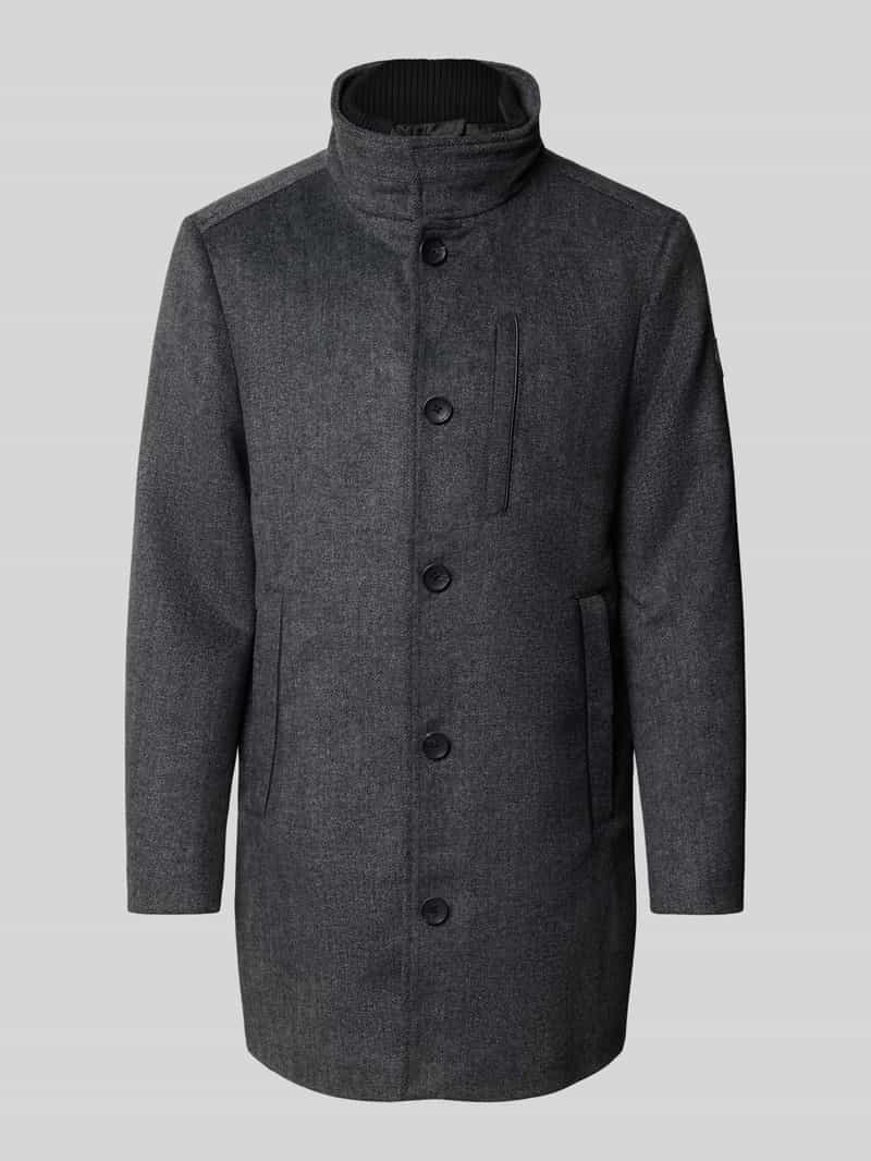 Tom Tailor Regular fit lange wollen jas met opstaande kraag