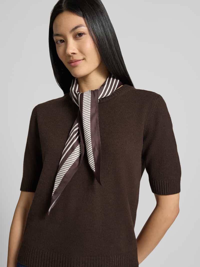 Comma Pullover van katoenmix in fijntricotlook donkerbruin, foto 4