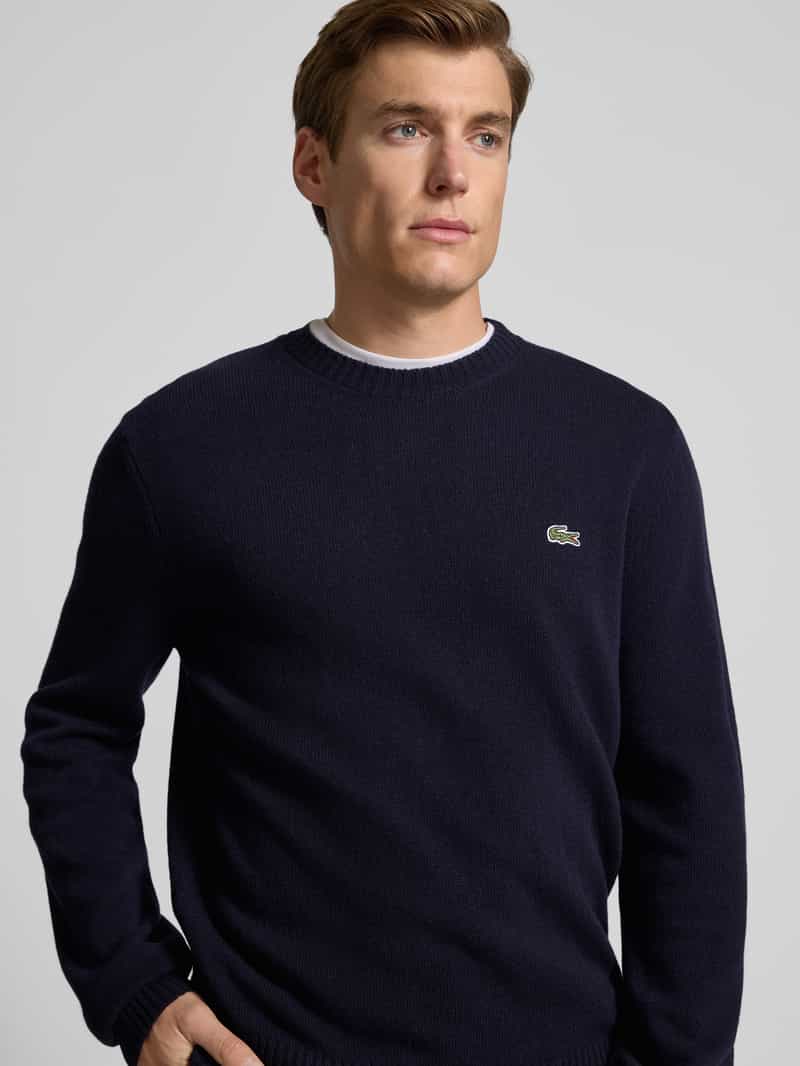 Lacoste Regular fit gebreide pullover van pure wol
