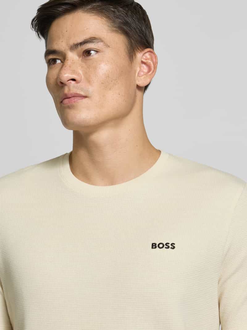 Boss Regular fit T-shirt met wafellook