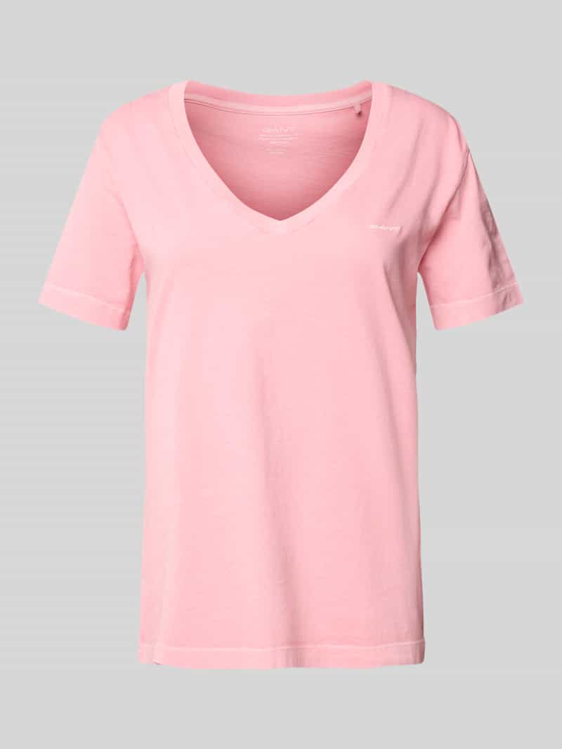Gant T-shirt met geribde V-hals